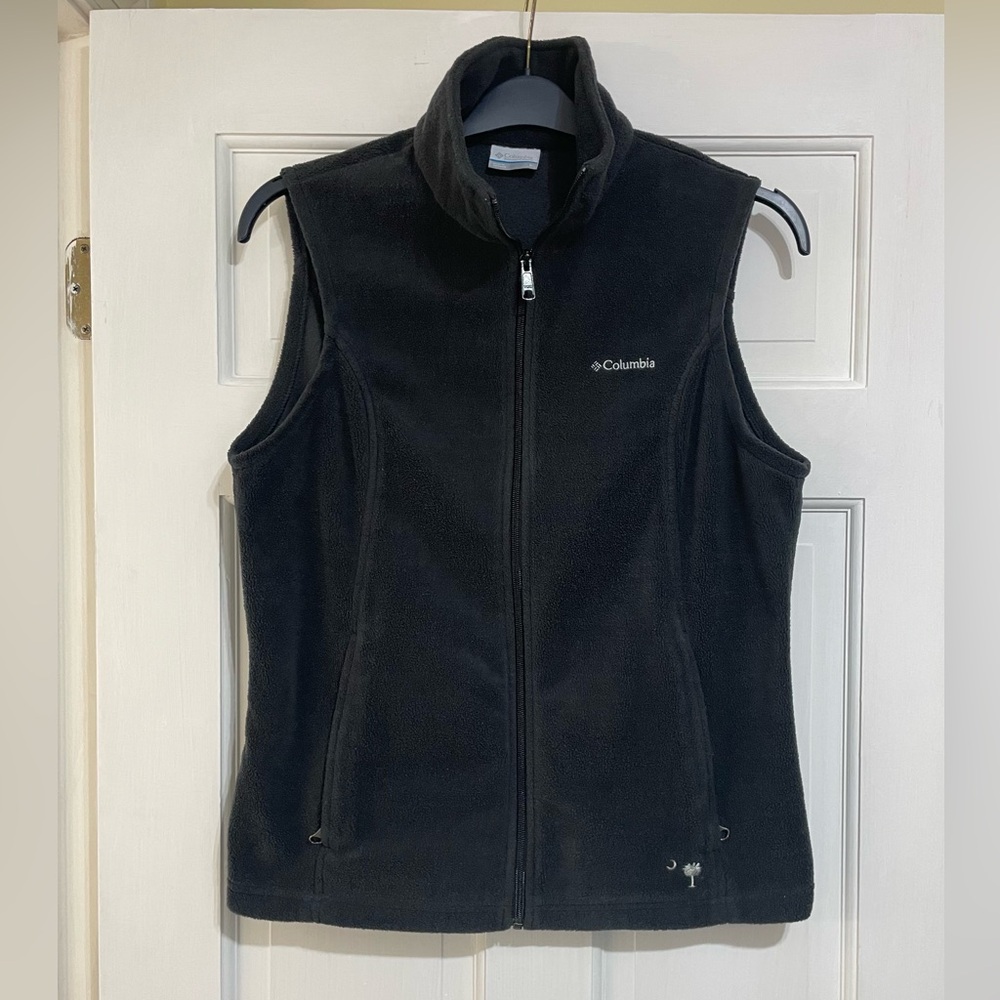 Columbia women’s Large full zip fleece vest South Carolina Palmetto Tree & Moon